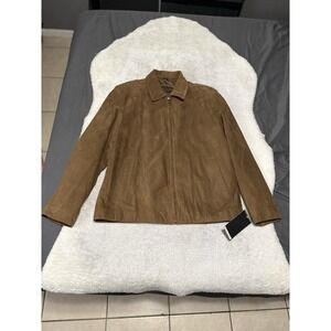 New Reilly Olmes Men's Brown Suede Leather Zip Jacket Size Large NWT
